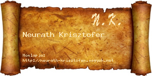 Neurath Krisztofer névjegykártya
